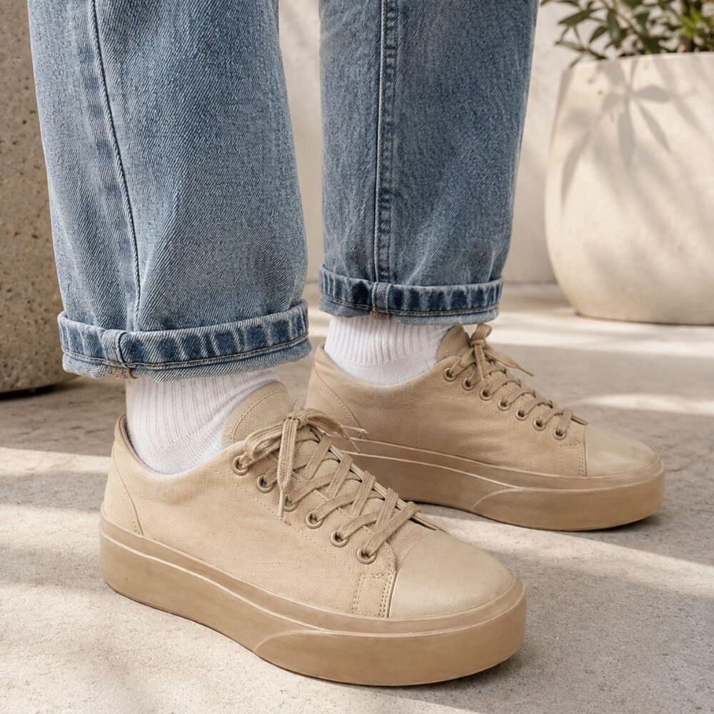 Zara chunky canvas platform sneakers